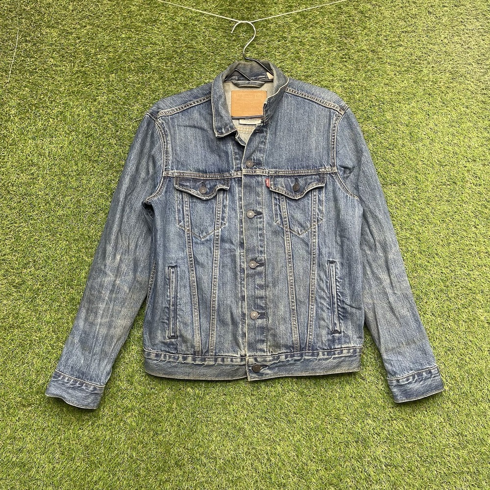 Levis Premium Denim Jacket Mens Medium Type 1 Trucker Button Medium Wash